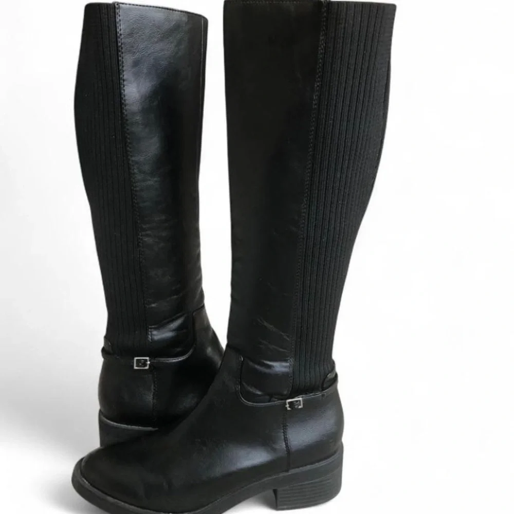 Lifestride Bristol Black Leather Riding Boots Size 8M